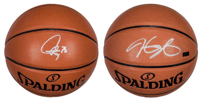 Lot of (2) Stephen Curry & Kevin Durant Signed Spalding Basketballs (Fanatics & Panini)